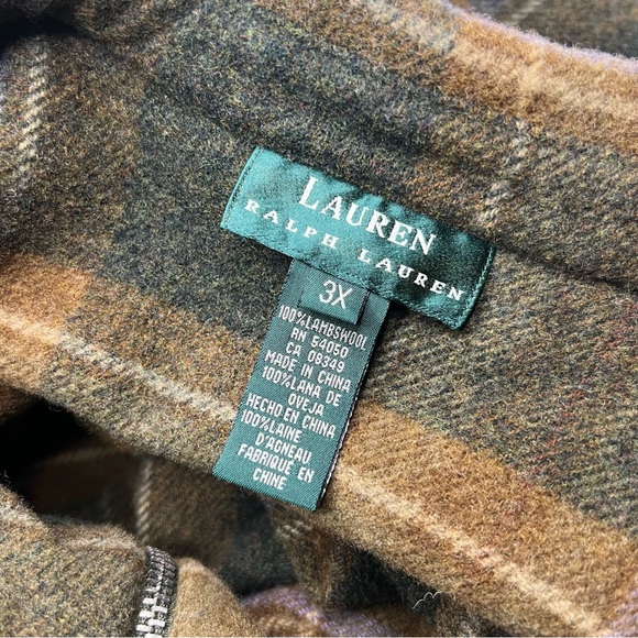 VINTAGE Ralph Lauren Lambs Wool Plaid Zip Up Jacket Size 3x Shacket Shirt Jacket - Picture 12 of 12
